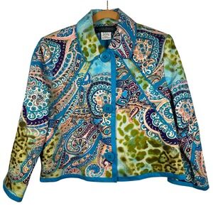 Herve Benard by Bernard‎ Holtzman Jacket Size 10 Paisley Floral Animal Print